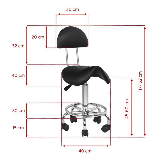 Activ 6001 Black - comfortable grooming stool with contoured seat and backrest, black