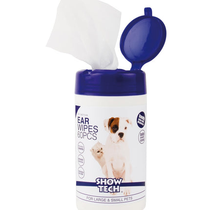 Show Tech Ear Wipes 60 pcs - ear hygiene wipes for dogs and cats, with glycerin and witch hazel