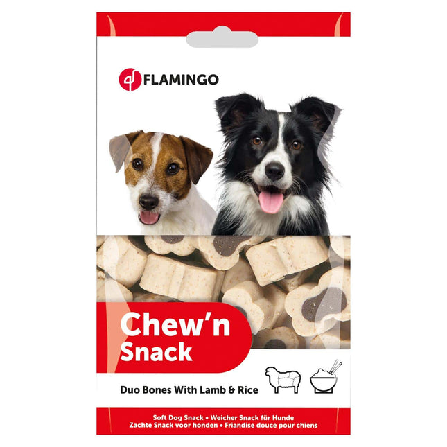 Flamingo Chew'n Snack Duo Bones - training treats for dogs, with lamb and rice