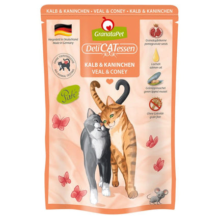 GranataPet DeliCatessen Veal & Coney - grain-free wet food with veal and rabbit, pouches for cats