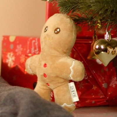 Dashi Xmas Plush Ginger - Christmas Dog Toy, Plush Gingerbread Man with Squeaker