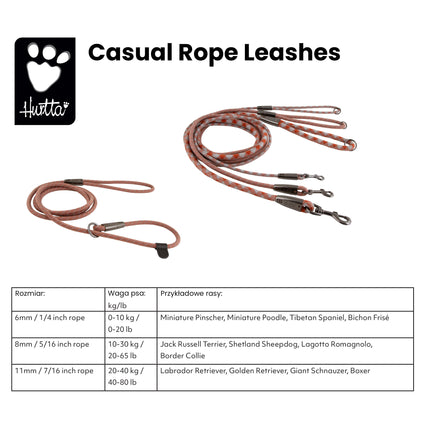 Hurtta Casual Rope Leash Heather Geranium - rope leash for dogs