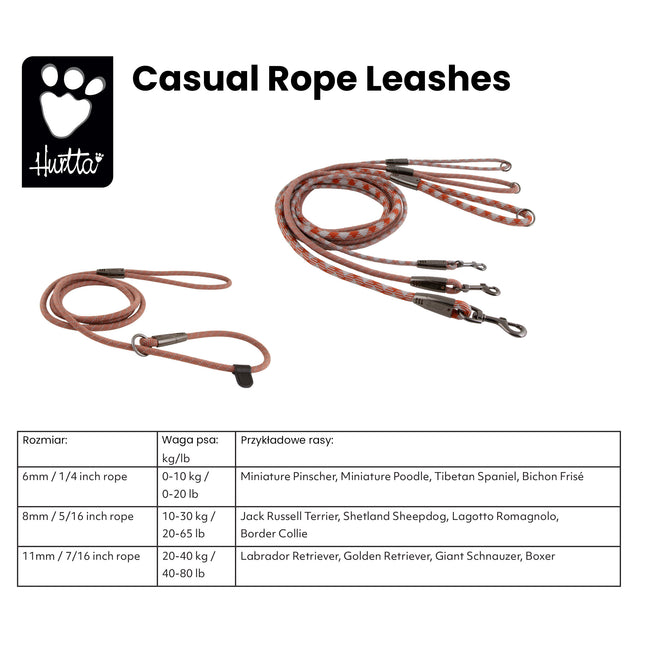 Hurtta Casual Rope Leash Heather Geranium - rope leash for dogs