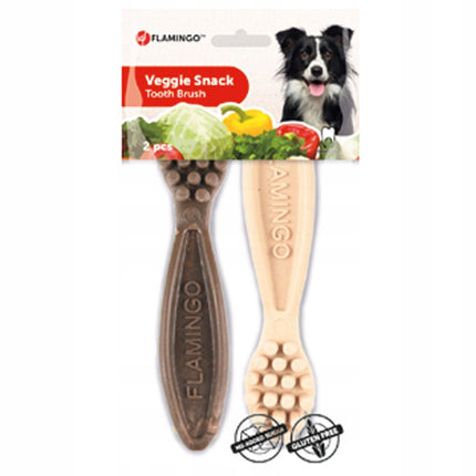 Flamingo Veggie Snacks - dental chews for large dogs in the shape of a toothbrush