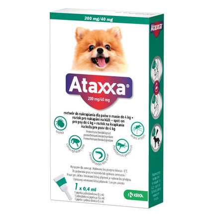 Ataxxa 200mg/40mg - drops for fleas, ticks, and mosquitoes for dogs weighing up to