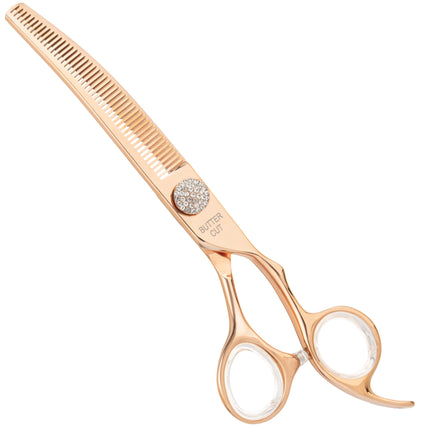 Geib Crystal Gold Curved Blender 6.5 - single-sided curved thinning shears, in gold color, 46 teeth