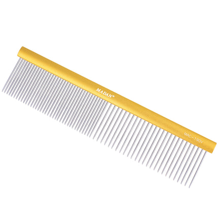 Madan Professional Light Comb 19cm - professional, lightweight comb with an aluminum handle and mixed tooth spacing, pins