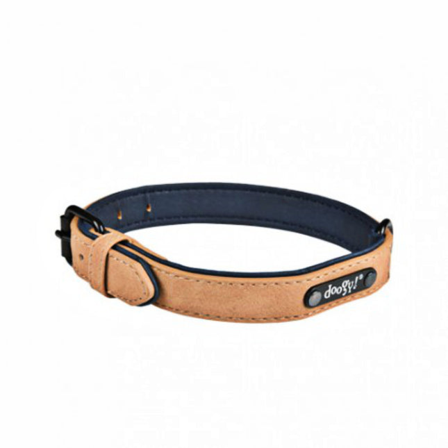 Doogy Simili Sweet - eco-leather collar for dogs, beige - Length: