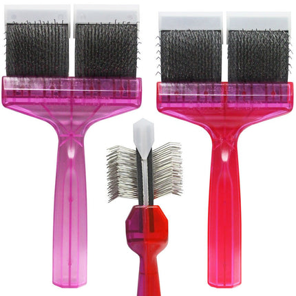 ActiVet Duo Plus Brush Tuffzapper Coater 2-in-1 - two stiff brushes in one, for thick fur with undercoat - large 9cm