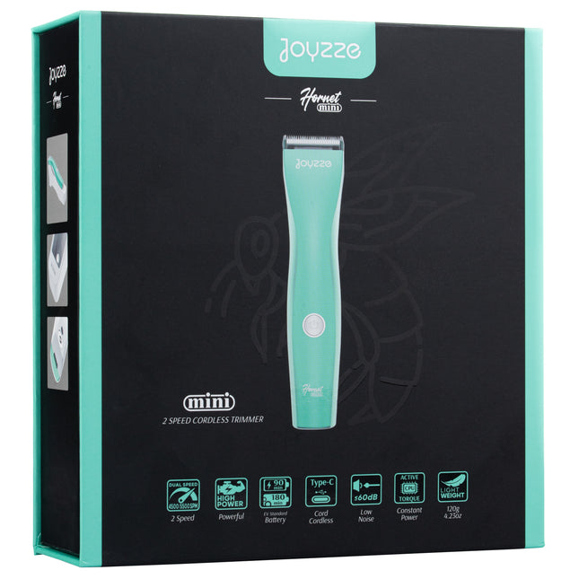 Joyzze Hornet Mini Trimmer - professional, two-speed mini finishing clipper with a turquoise blade