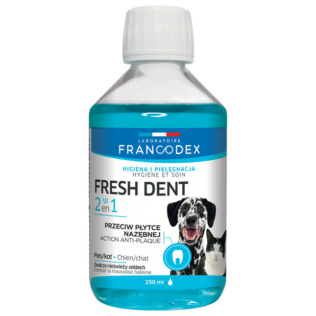 Francodex Fresh Dent 2in1 - oral hygiene liquid for dogs and cats, with pomegranate extract, water additive