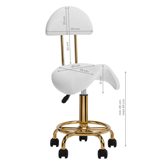 Activ 6001 - G Gold White - gold grooming chair with contoured seat and backrest, white