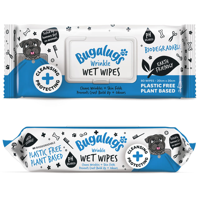 Bugalugs Wrinkle Wet Wipes 80 pcs - wipes with chlorhexidine for skin folds of dogs and cats