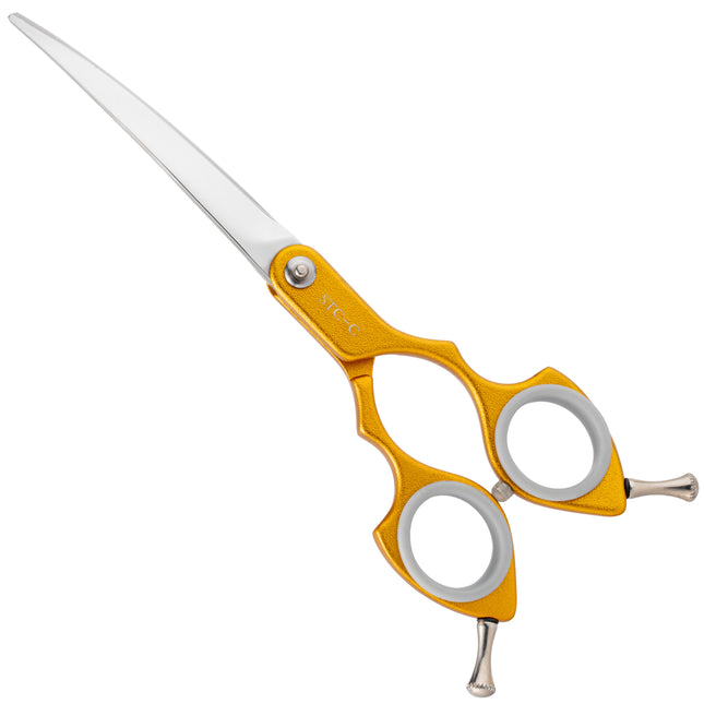 Shernbao Shark Curved Scissors - lightweight, curved scissors for Korean-style grooming, gold