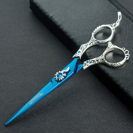 Excalibur Shears Blue Poseidon - high-quality straight scissors, elegantly decorated