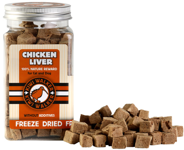 Kiwi Walker Snacks Chicken Liver - 100% chicken liver, freeze-dried, natural treats for dogs and cats