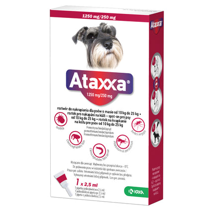 Ataxxa 1250mg/250mg - drops for fleas, ticks, and mosquitoes for dogs weighing