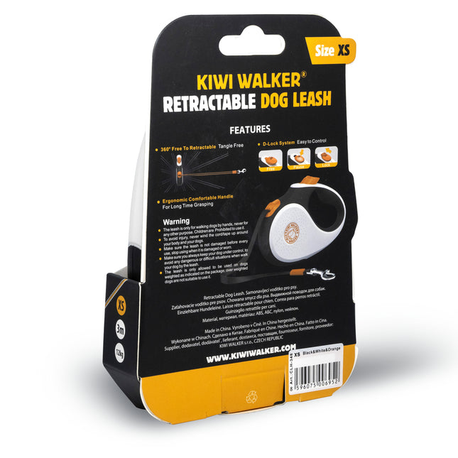 Kiwi Walker Retractable Dog Leash - Automatic Tape Leash Size S