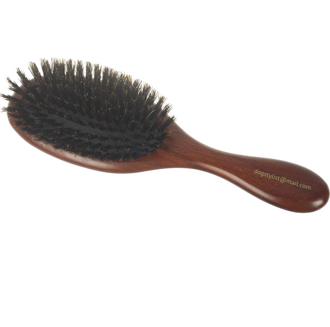 P&W Dog Stylist Brush - wooden, oval brush with natural boar bristles