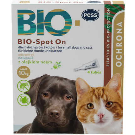 Pess Bio Spot On Neem Oil - natural drops for ticks and fleas for cats and small dogs, with neem oil