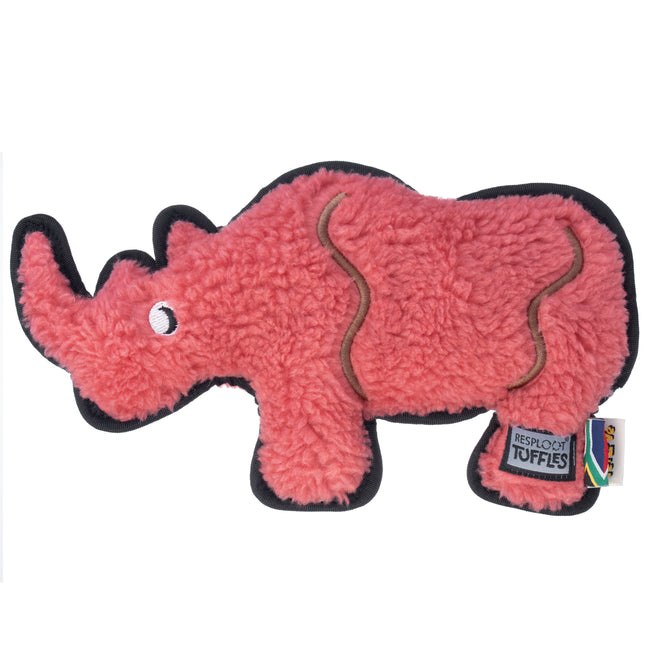 Resploot Tuffles Rhino - durable dog toy, rhino made from recycled materials, with a squeaker