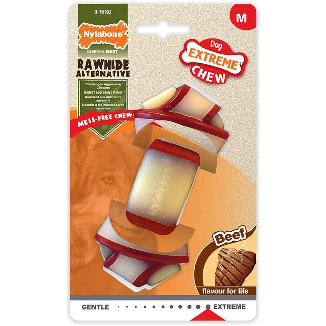 Nylabone Extreme Beef Knot Chew - beef-flavored chew toy for dogs