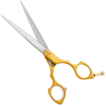 Madan Straight Pet Grooming Scissors - professional, ultra-light straight scissors made of Japanese stainless steel, aluminum handle - gold