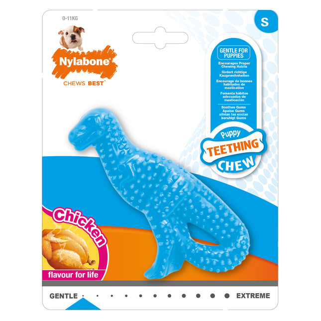 Nylabone Puppy Dino Chew Chicken S - flexible chew toy for puppies, chicken flavor