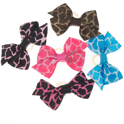 Blovi Bows Wild 25 pcs - colorful leopard print bows for dogs, on elastic bands