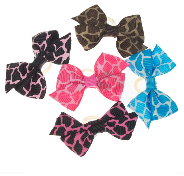 Blovi Bows Wild 25 pcs - colorful leopard print bows for dogs, on elastic bands