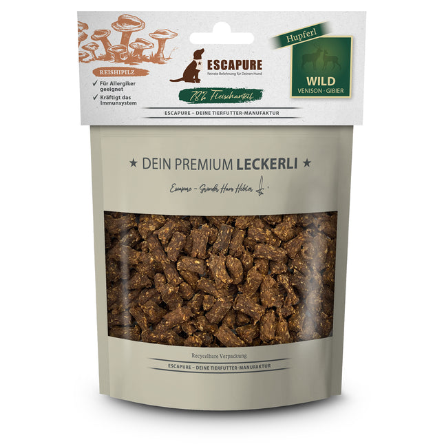 Escapure Premium Hupferl Wild with Reishi Mushroom - natural treats for dogs, game meat with reishi mushrooms