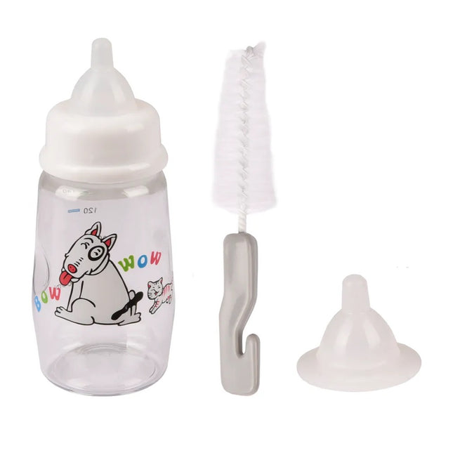 Flamingo Akela Feeding Set - bottle for feeding kittens and puppies, with 2 nipples and a brush