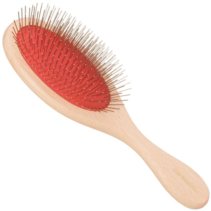 KW Pin Brush - wooden brush with metal pins for long-haired breeds