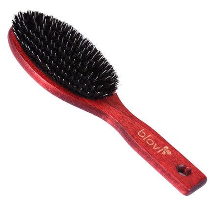 Blovi Wood Brush - large wooden brush with natural bristles and detangler, for long-haired breeds