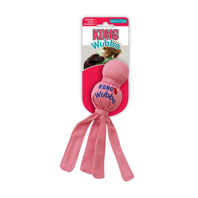 KONG Puppy Wubba - Fetch Toy for Puppies, Squeaky Toy with Tails