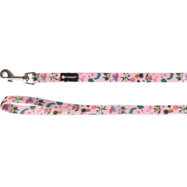 Flamingo Leash Sera - colorful dog leash, nylon, flamingo pattern, flowers, 1.5x120cm