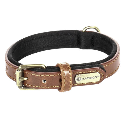 Flamingo Collar Lyabo - dog collar with lining, eco-leather and neoprene