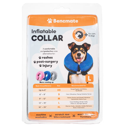 Bencmate Inflatable Collar Grey - plush, inflatable collar for dogs and cats