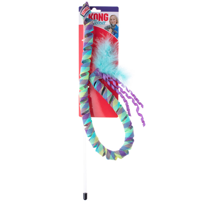 KONG Teaser Curlz - cat wand with elastic ribbon, feathers, and streamers