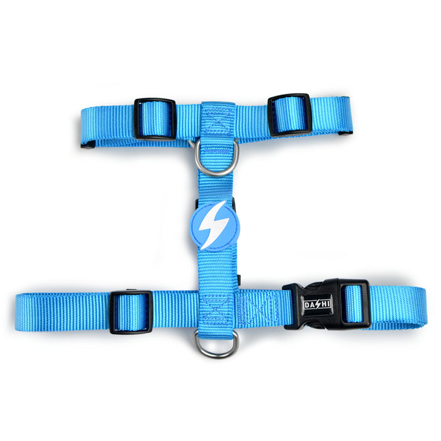 Dashi Solid Back Harness Sky Blue - adjustable guard harness for dogs, light blue