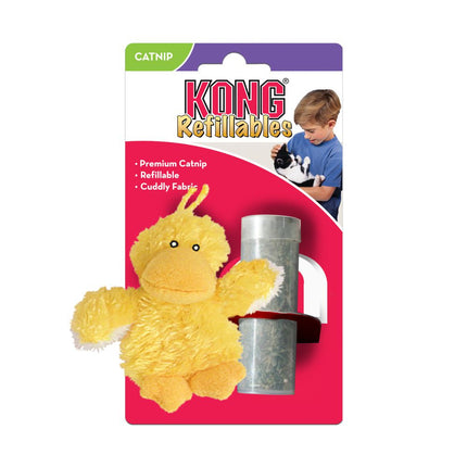 KONG Cat Refillables Catnip Duckie - cat toy with catnip, plush duck with a supply of catnip