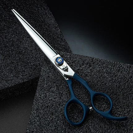 Jargem Straight Scissors - straight grooming scissors with a soft and ergonomic handle in navy blue.