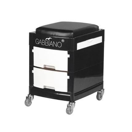 Gabbiano 16 - 1 - grooming assistant with seat, on wheels, drawers, side containers, black