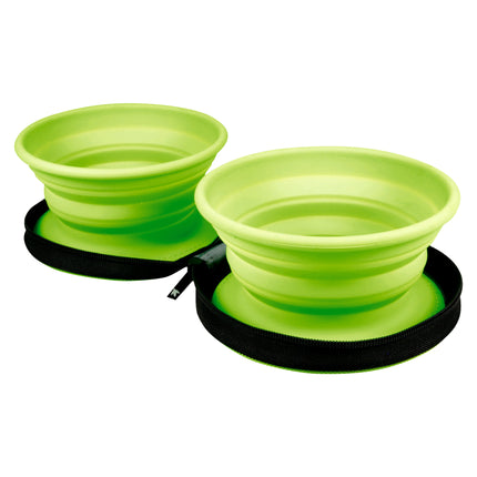 Kiwi Walker Double Travel Bowl - travel bowl for dogs and cats, silicone