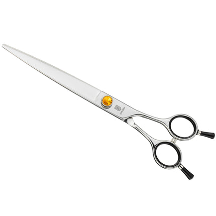 Jargem Straight Scissors - grooming scissors with long blades, symmetrical handle, and decorative screw