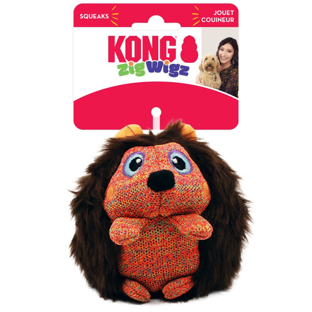 KONG ZigWigz Hedgehog M - fluffy plush toy for dogs, hedgehog with a unique texture, with a squeaker