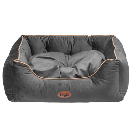 Biglo Velur Love Lux Dark Grey - velour pet bed for dogs and cats, with a dark grey trim