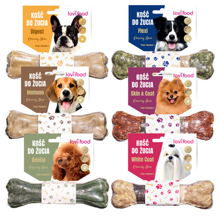 Lovi Food Chewing 6x 115g - set of functional treats, chew bones for dogs 17cm