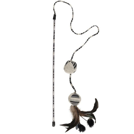 Flamingo Cat Pirin Dangler Balls - stylish fishing rod for cats with balls, feathers, and pom-poms, infused with catnip