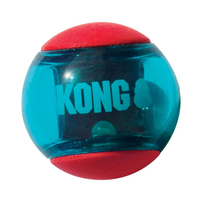 KONG Squeezz Action Ball Red - squeaky ball for dogs with a varied surface, red - blue - (2pcs.)